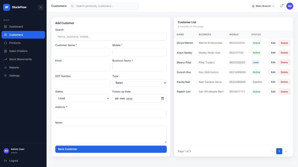 StockFlow ERP Customer CRM